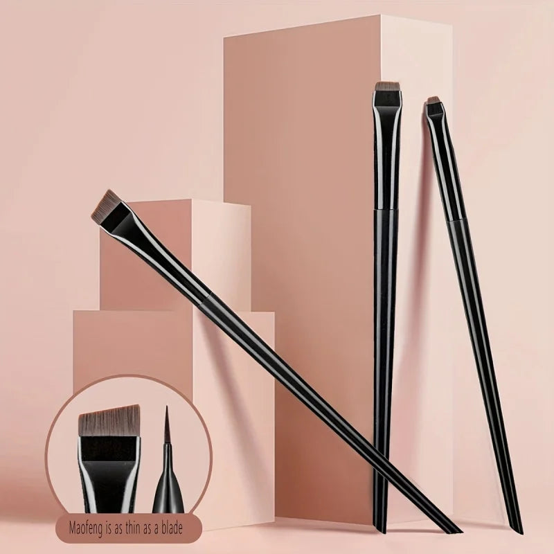 3pcs Professional Makeup Brush - Precision Eyebrow, Eyeliner, Powder Application - with Nylon Bristles - for Natural Definition