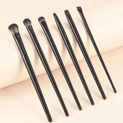 6pcs Black Eye Makeup Brushes Set Professional Contouring Eyeshadow Eyeliner Brush Portable Blending Facial Beauty Cosmetic Tool