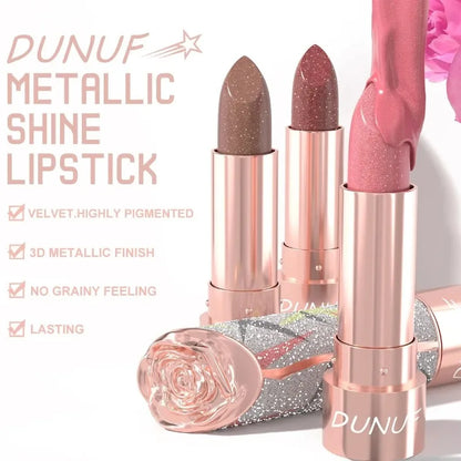 Pearl Pink Luxurious Glitter Lipstick Velvet Metallic Waterproof Long Lasting Shimmer Diamond Lipstick Women Lip Makeup Cosmetic