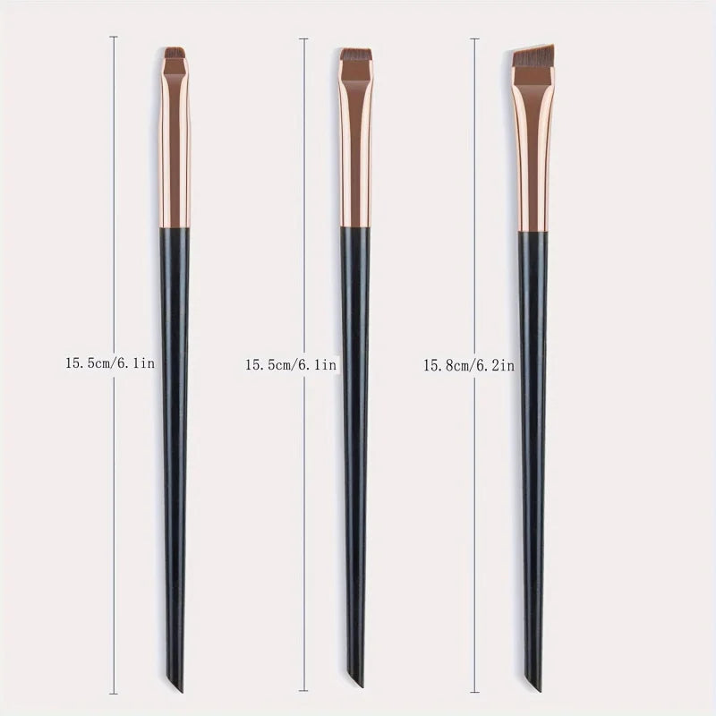 3pcs Professional Makeup Brush - Precision Eyebrow, Eyeliner, Powder Application - with Nylon Bristles - for Natural Definition