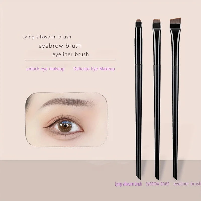 3pcs Professional Makeup Brush - Precision Eyebrow, Eyeliner, Powder Application - with Nylon Bristles - for Natural Definition