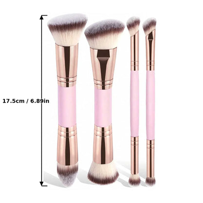 4Pcs Makeup Brush Set, Soft Synthetic Bristles Foundation Blush Powder Eyeshadow Brushes, Portable Cosmetic Tools for